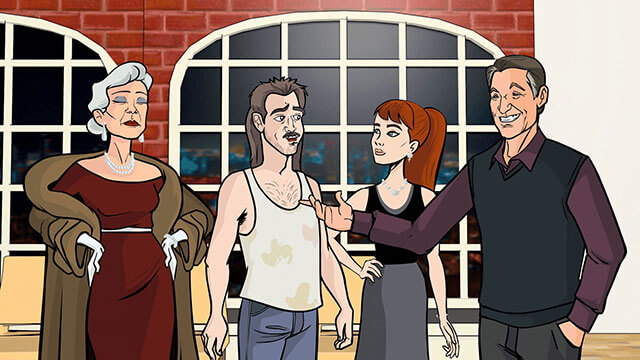 Scene from animated show Very Mallory, featuring a caricature of Maury Povich.